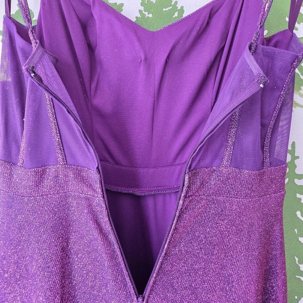 Elegant A-line Purple Glitter Dress